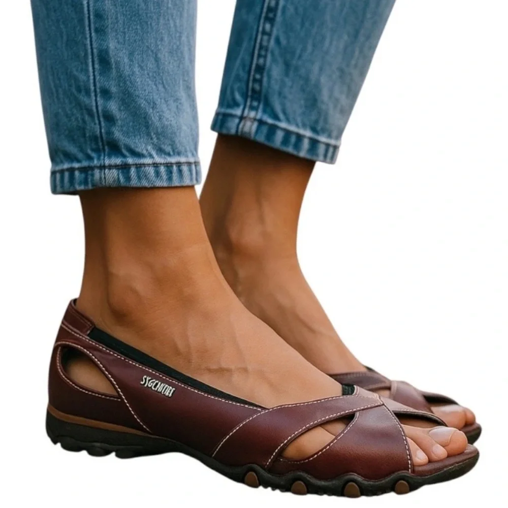 Sketchers Biker Pulsate Women’s 9 Shoes Brown‎ Leather Slip On
